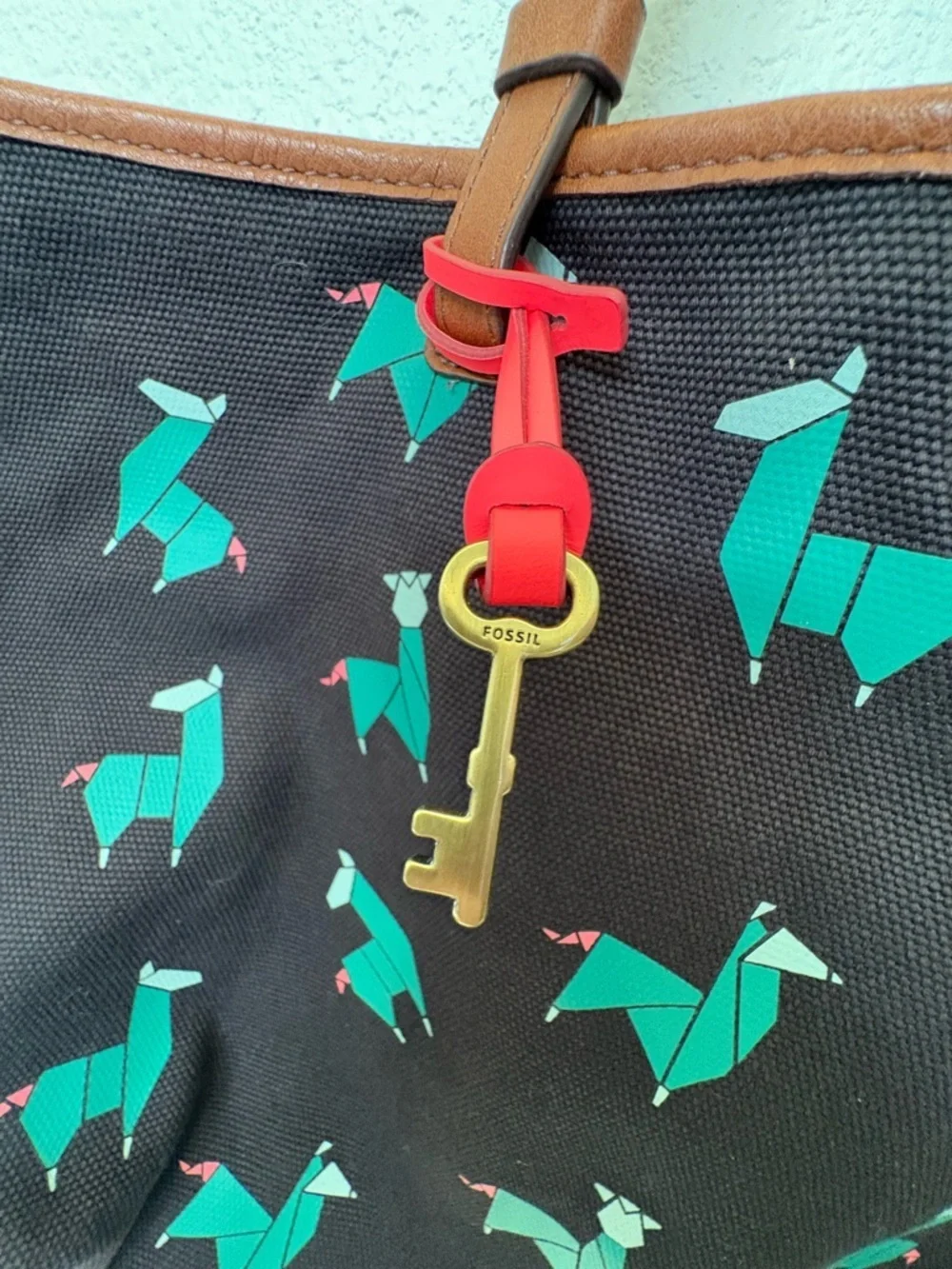 Fossil Rachel Tote with Wallet- Origami Llama Print